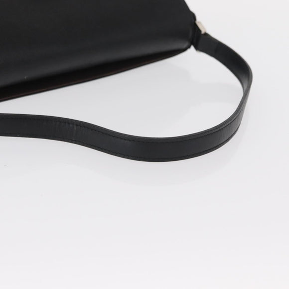 BURBERRY Shoulder Bag Leather Black Gold Auth BA9035