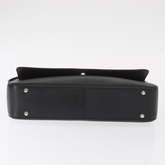 BURBERRY Shoulder Bag Leather Black Gold Auth BA9035