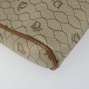 Christian Dior Honeycomb Canvas Shoulder Bag PVC Beige Gold Auth BA9036-11