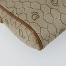 Christian Dior Honeycomb Canvas Shoulder Bag PVC Beige Gold Auth BA9036-13
