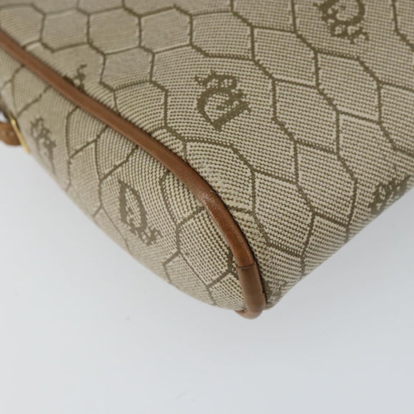 Christian Dior Honeycomb Canvas Shoulder Bag PVC Beige Gold Auth BA9036