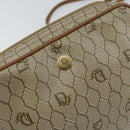 Christian Dior Honeycomb Canvas Shoulder Bag PVC Beige Gold Auth BA9036-14