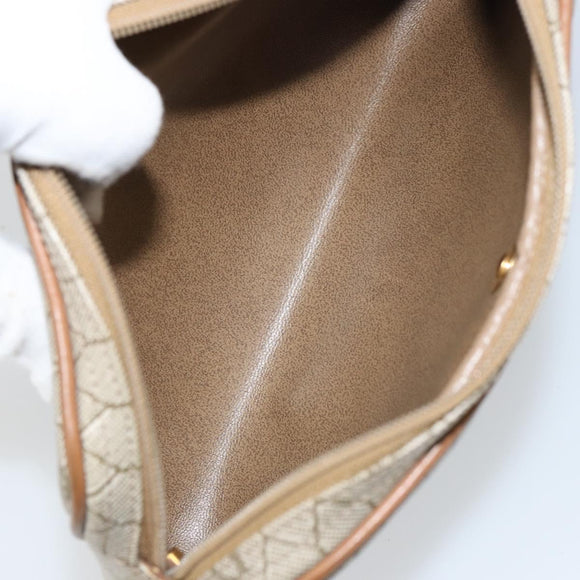 Christian Dior Honeycomb Canvas Shoulder Bag PVC Beige Gold Auth BA9036