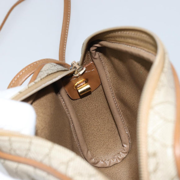 Christian Dior Honeycomb Canvas Shoulder Bag PVC Beige Gold Auth BA9036