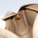 Christian Dior Honeycomb Canvas Shoulder Bag PVC Beige Gold Auth BA9036-19