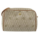 Christian Dior Honeycomb Canvas Shoulder Bag PVC Beige Gold Auth BA9036-2