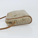 Christian Dior Honeycomb Canvas Shoulder Bag PVC Beige Gold Auth BA9036-5