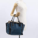 Chloe Alison Hand Bag Leather Blue Gold Auth BA9039-19