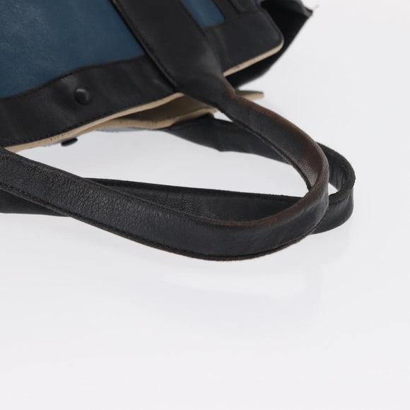 Chloe Alison Hand Bag Leather Blue Gold Auth BA9039