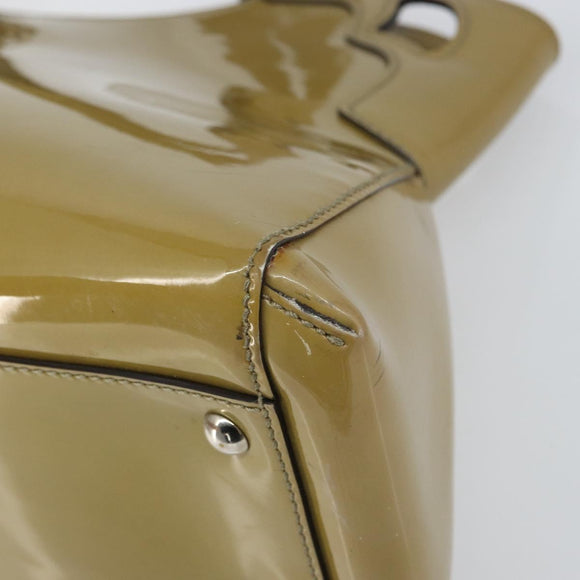 CARTIER Tote Bag Patent leather Yellow Silver Auth BA9040