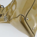 CARTIER Tote Bag Patent leather Yellow Silver Auth BA9040-16
