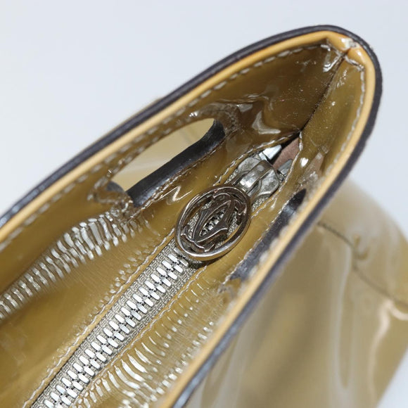 CARTIER Tote Bag Patent leather Yellow Silver Auth BA9040