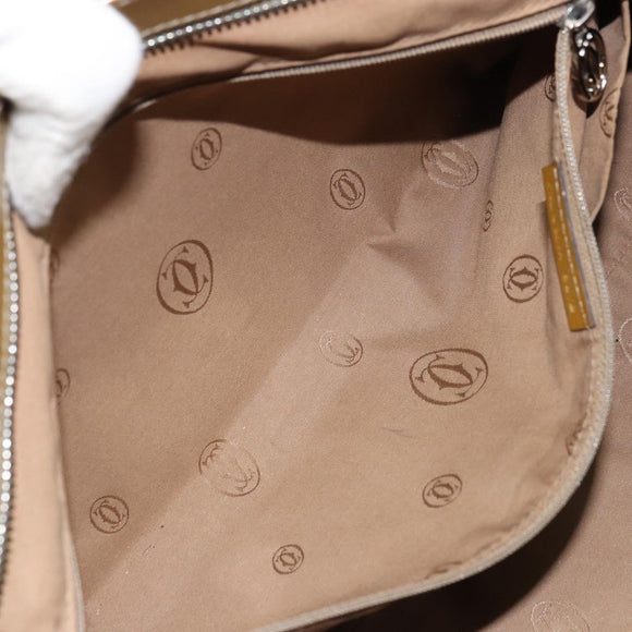 CARTIER Tote Bag Patent leather Yellow Silver Auth BA9040