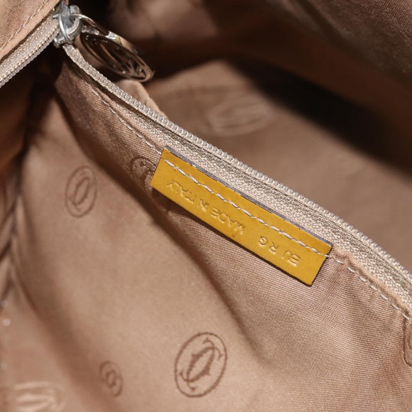 CARTIER Tote Bag Patent leather Yellow Silver Auth BA9040