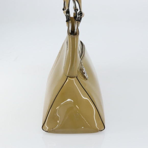 CARTIER Tote Bag Patent leather Yellow Silver Auth BA9040