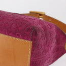 CELINE C Macadam Canvas Shoulder Bag Suede Pink Gold Auth BA9043-14