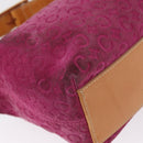 CELINE C Macadam Canvas Shoulder Bag Suede Pink Gold Auth BA9043-15