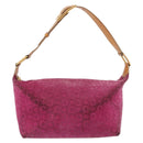 CELINE C Macadam Canvas Shoulder Bag Suede Pink Gold Auth BA9043-13