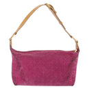 CELINE C Macadam Canvas Shoulder Bag Suede Pink Gold Auth BA9043-2