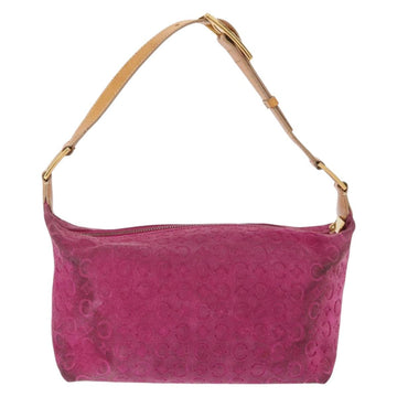 CELINE C Macadam Canvas Shoulder Bag Suede Pink Gold Auth BA9043 - 0