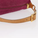 CELINE C Macadam Canvas Shoulder Bag Suede Pink Gold Auth BA9043-7