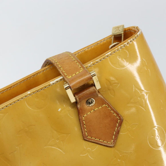 LOUIS VUITTON Monogram Vernis Houston Hand Bag Beige M91004 LV Auth BA9047