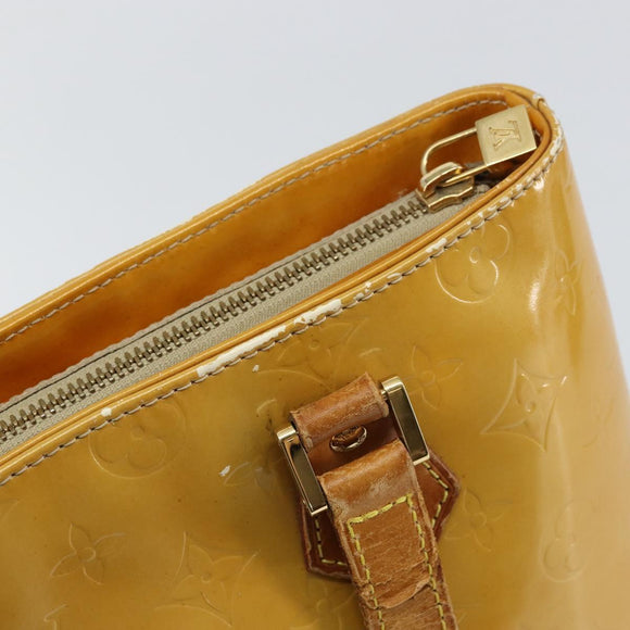 LOUIS VUITTON Monogram Vernis Houston Hand Bag Beige M91004 LV Auth BA9047