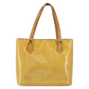 LOUIS VUITTON Monogram Vernis Houston Hand Bag Beige M91004 LV Auth BA9047-13