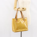 LOUIS VUITTON Monogram Vernis Houston Hand Bag Beige M91004 LV Auth BA9047-26