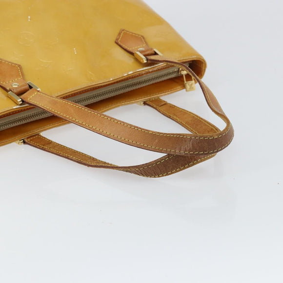 LOUIS VUITTON Monogram Vernis Houston Hand Bag Beige M91004 LV Auth BA9047