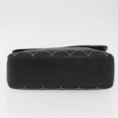 CHANEL Bicolore Big Matelasse 30 Single Flap Chain Lamb Skin Black CC Auth BA905-6