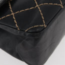 CHANEL Bicolore Big Matelasse 30 Single Flap Chain Lamb Skin Black CC Auth BA905-15