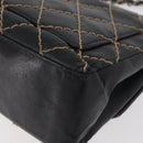 CHANEL Bicolore Big Matelasse 30 Single Flap Chain Lamb Skin Black CC Auth BA905-18
