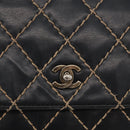 CHANEL Bicolore Big Matelasse 30 Single Flap Chain Lamb Skin Black CC Auth BA905-19