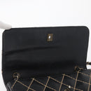 CHANEL Bicolore Big Matelasse 30 Single Flap Chain Lamb Skin Black CC Auth BA905-21