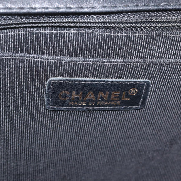CHANEL Bicolore Big Matelasse 30 Single Flap Chain Lamb Skin Black CC Auth BA905