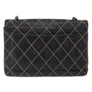 CHANEL Bicolore Big Matelasse 30 Single Flap Chain Lamb Skin Black CC Auth BA905-2