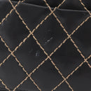 CHANEL Bicolore Big Matelasse 30 Single Flap Chain Lamb Skin Black CC Auth BA905-3