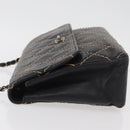 CHANEL Bicolore Big Matelasse 30 Single Flap Chain Lamb Skin Black CC Auth BA905-5