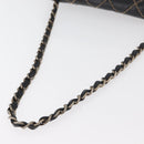 CHANEL Bicolore Big Matelasse 30 Single Flap Chain Lamb Skin Black CC Auth BA905-8