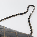 CHANEL Bicolore Big Matelasse 30 Single Flap Chain Lamb Skin Black CC Auth BA905-14