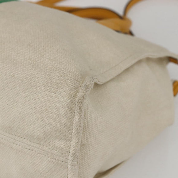 GUCCI Web Sherry Line Hand Bag Canvas 2way Beige Gold Auth BA9056