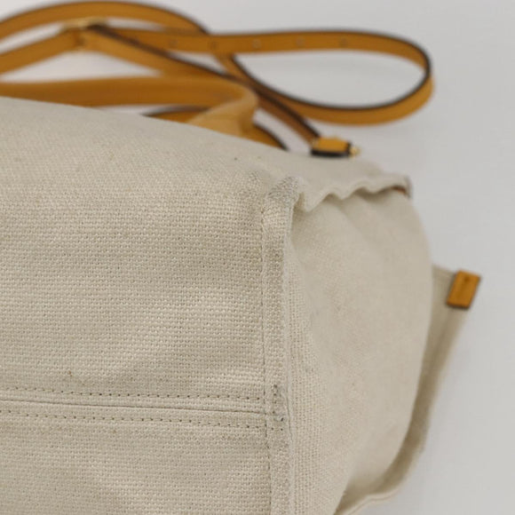 GUCCI Web Sherry Line Hand Bag Canvas 2way Beige Gold Auth BA9056