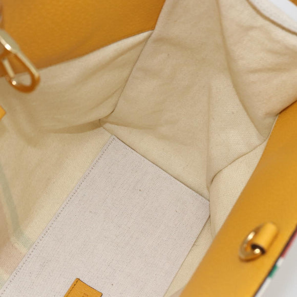 GUCCI Web Sherry Line Hand Bag Canvas 2way Beige Gold Auth BA9056