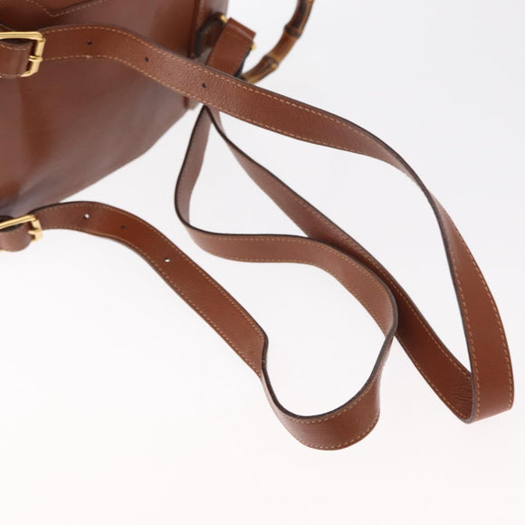 GUCCI Bamboo Backpack Leather Brown Gold 003 1705 0030 Auth BA9057
