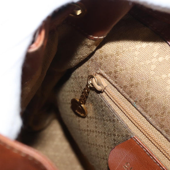 GUCCI Bamboo Backpack Leather Brown Gold 003 1705 0030 Auth BA9057