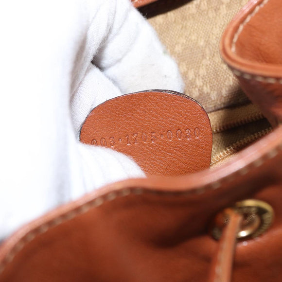 GUCCI Bamboo Backpack Leather Brown Gold 003 1705 0030 Auth BA9057