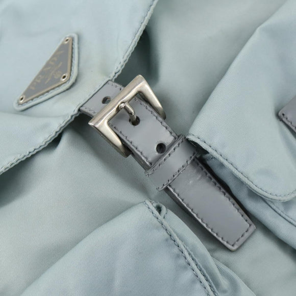 PRADA Backpack Nylon Light Blue Silver Auth BA9058