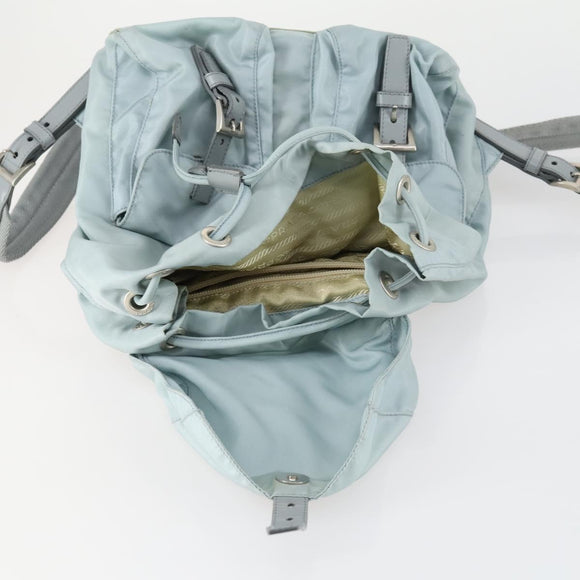 PRADA Backpack Nylon Light Blue Silver Auth BA9058