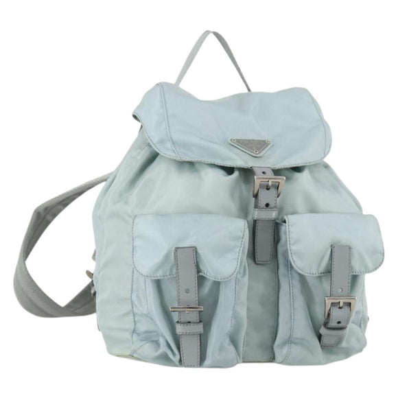 PRADA Backpack Nylon Light Blue Silver Auth BA9058